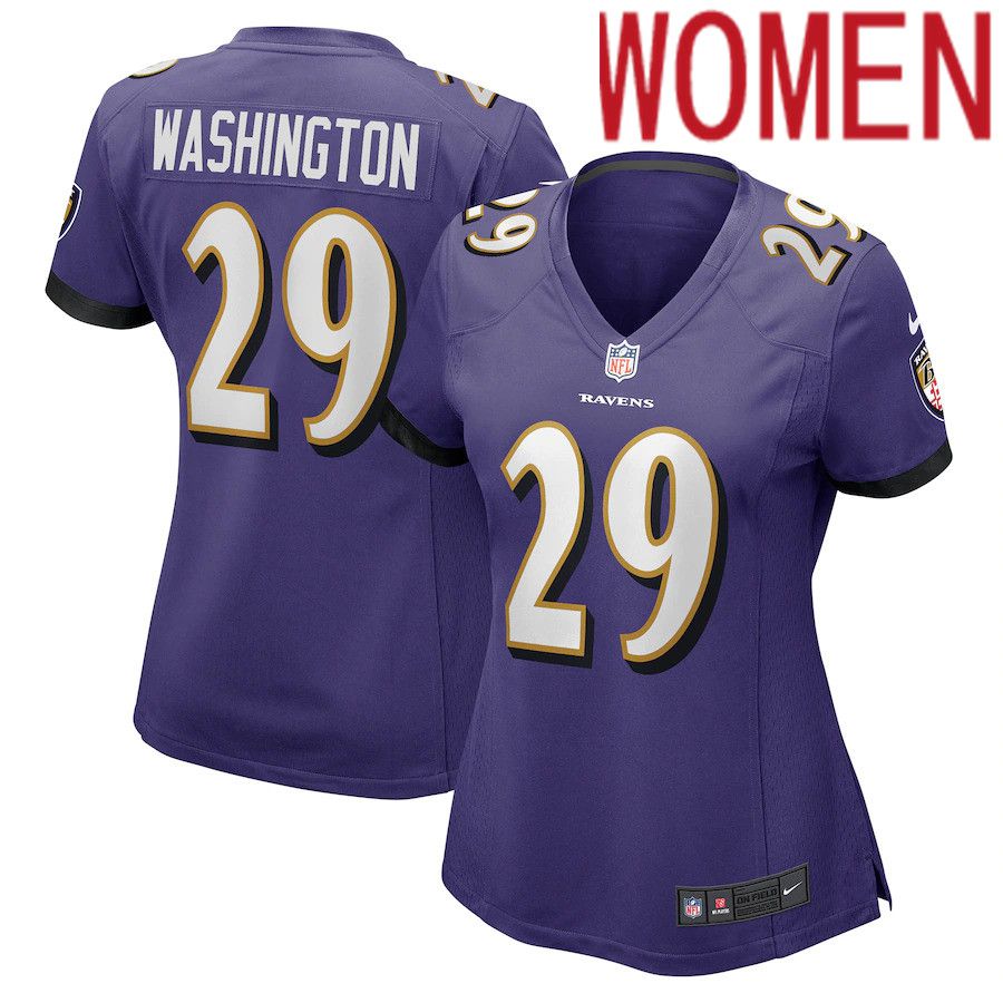 Women Baltimore Ravens #29 ArDarius Washington Nike Purple Player Game NFL Jersey->women nfl jersey->Women Jersey